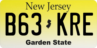NJ license plate B63KRE