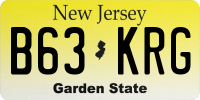 NJ license plate B63KRG