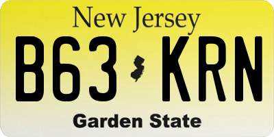 NJ license plate B63KRN