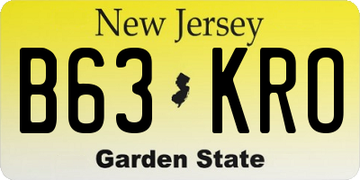 NJ license plate B63KRO