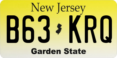 NJ license plate B63KRQ