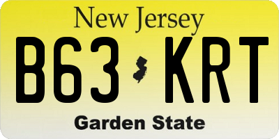 NJ license plate B63KRT