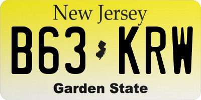 NJ license plate B63KRW