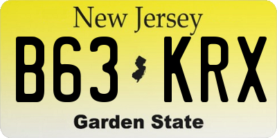 NJ license plate B63KRX