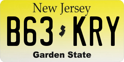 NJ license plate B63KRY