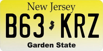 NJ license plate B63KRZ