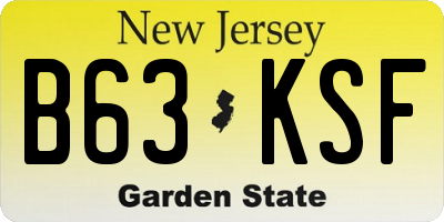 NJ license plate B63KSF