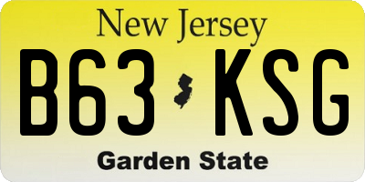 NJ license plate B63KSG
