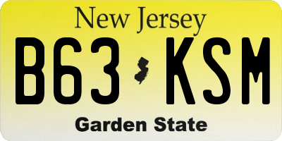 NJ license plate B63KSM