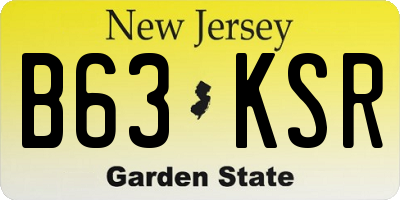 NJ license plate B63KSR