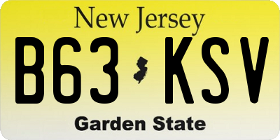 NJ license plate B63KSV