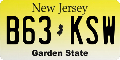 NJ license plate B63KSW