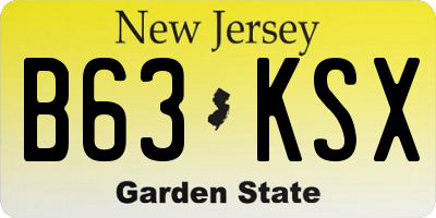 NJ license plate B63KSX