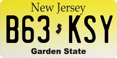 NJ license plate B63KSY