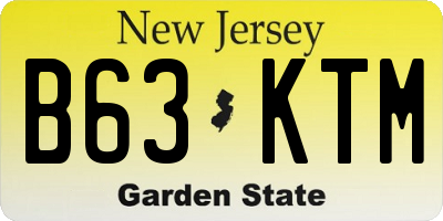 NJ license plate B63KTM