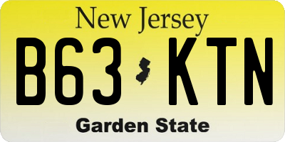 NJ license plate B63KTN