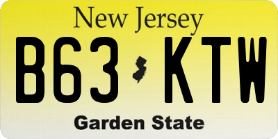 NJ license plate B63KTW
