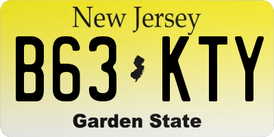 NJ license plate B63KTY