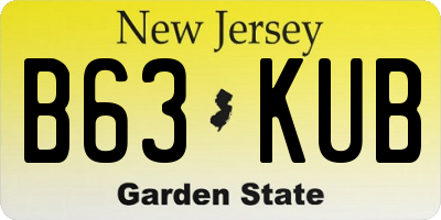 NJ license plate B63KUB