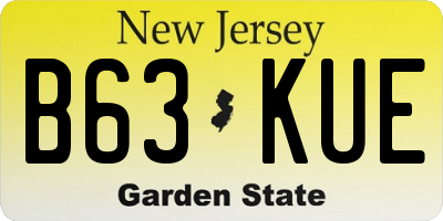 NJ license plate B63KUE