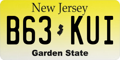 NJ license plate B63KUI