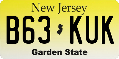 NJ license plate B63KUK