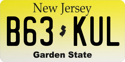 NJ license plate B63KUL