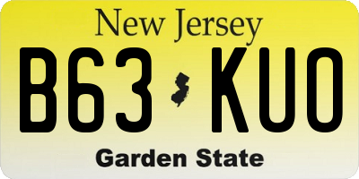 NJ license plate B63KUO