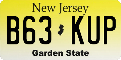 NJ license plate B63KUP