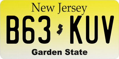 NJ license plate B63KUV