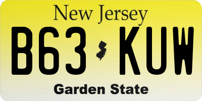 NJ license plate B63KUW