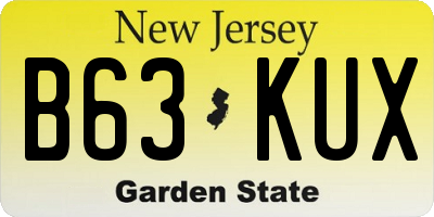 NJ license plate B63KUX