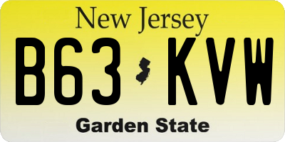 NJ license plate B63KVW