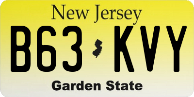 NJ license plate B63KVY