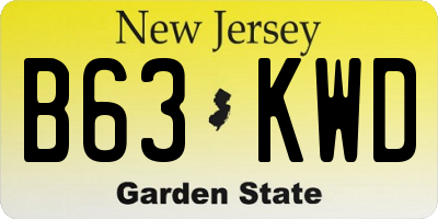 NJ license plate B63KWD