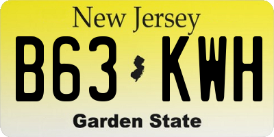 NJ license plate B63KWH