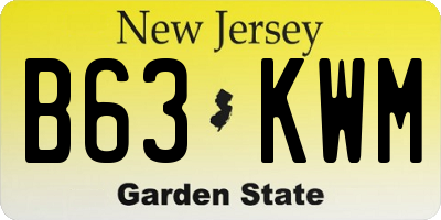 NJ license plate B63KWM