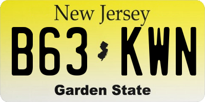 NJ license plate B63KWN