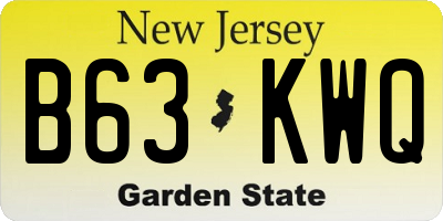 NJ license plate B63KWQ