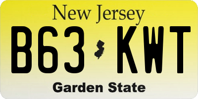NJ license plate B63KWT