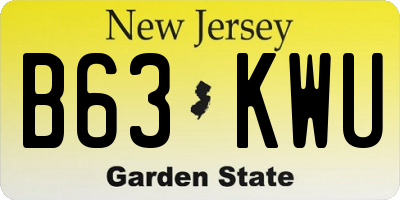 NJ license plate B63KWU