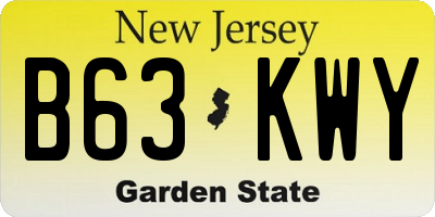 NJ license plate B63KWY