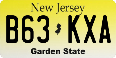 NJ license plate B63KXA