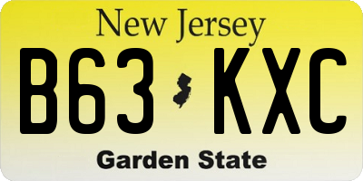 NJ license plate B63KXC