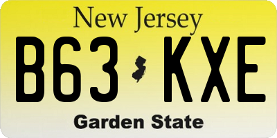NJ license plate B63KXE