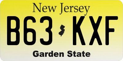 NJ license plate B63KXF