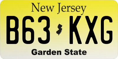 NJ license plate B63KXG