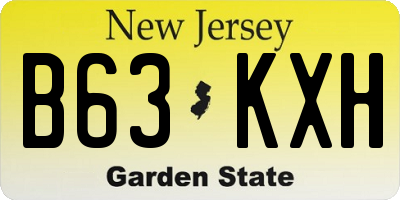 NJ license plate B63KXH