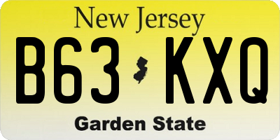 NJ license plate B63KXQ