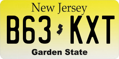 NJ license plate B63KXT